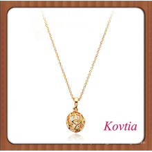 HOT gold plated hollow out ball shape pendant necklace with crystal